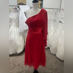 Elegant Red One-Shoulder Dress